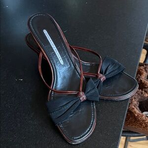 Donald J. Pliner Black and Brown Bow Sandals vintage